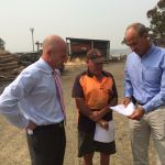 Guy with Peter Gutwein, Shadow Minister for Forestry lauching the 'No More Lock-ups' petition at Barbers Sawmill