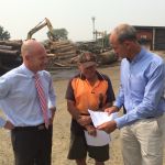 Guy with Peter Gutwein, Shadow Minister for Forestry lauching the 'No More Lock-ups' petition at Barbers Sawmill